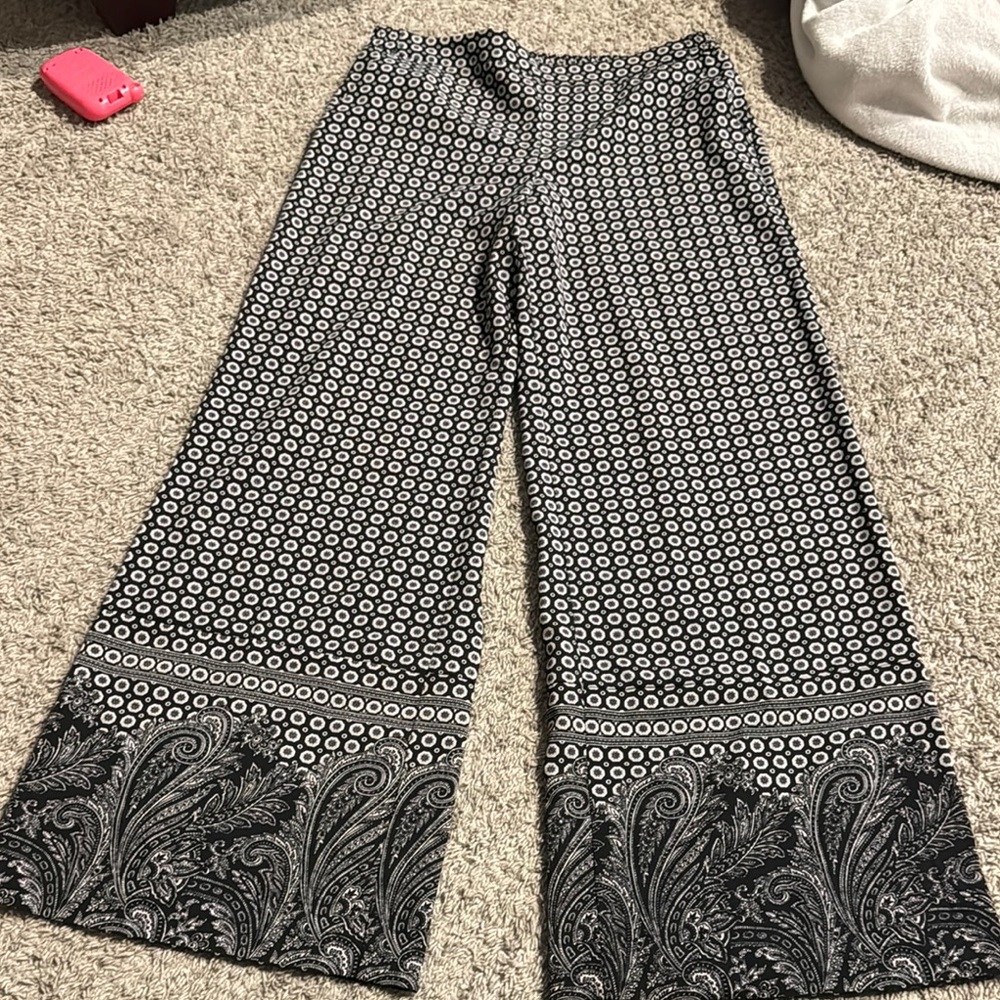 New York & Company Black and White Wide Leg Pants
